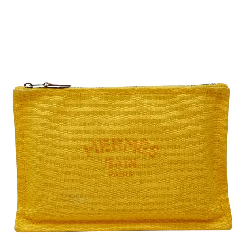 エルメス ヨッティングPM 合切袋 小入れもの 黄色 綿織物 レディース HERMES 【中古】