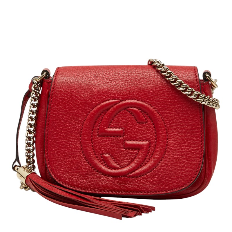 グッチ ソーホー インターロッキングG チェーンショルダーバッグ 323190 レッド レザー レディース GUCCI 【中古】｜【銀座パリス】　店