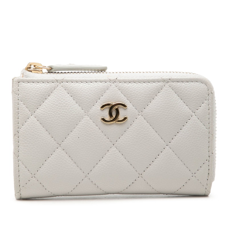 シャネル ココマーク マトラッセ 歌留多容れもの コインケース 薄墨色 キャビア人はだ レディース CHANEL 【中古】