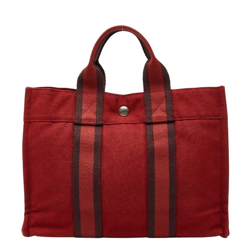 エルメス フールトゥ トートPM ハンドバック 赤いこと 帆布 レディース HERMES 【中古】