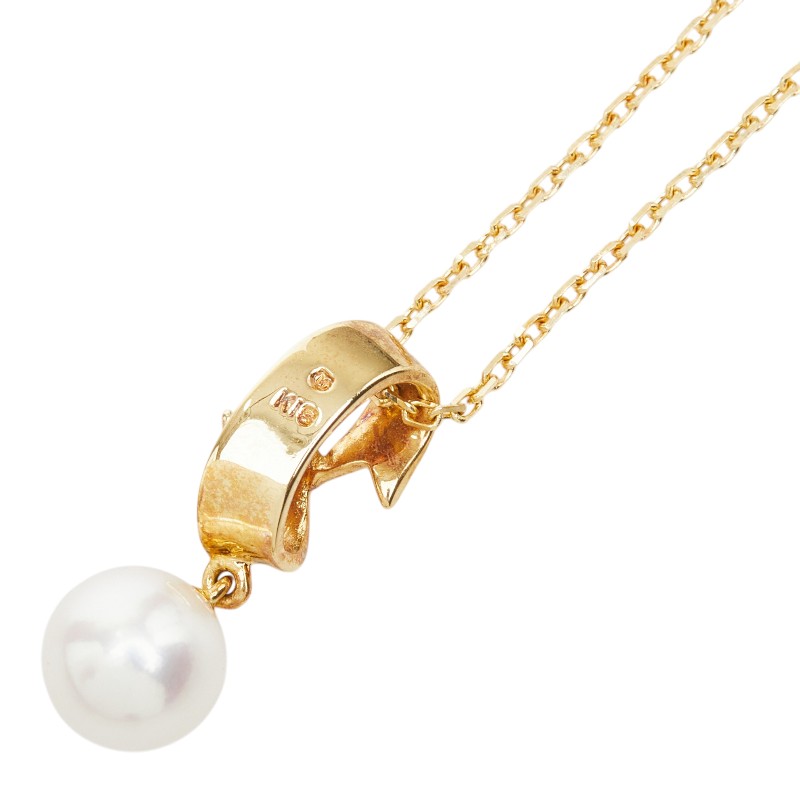ミキモト 真珠 K18YG イエローゴールド アコヤパール7.1mm ペンダント ネックレス レディース MIKIMOTO 【中古】｜【銀座パリス】　店