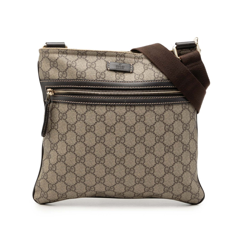 グッチ GGスプリーム 曲がった掛け ショルダーバッグ 295257 ベージュ 赤銅色 PVC なめし革 レディース GUCCI 【中古】