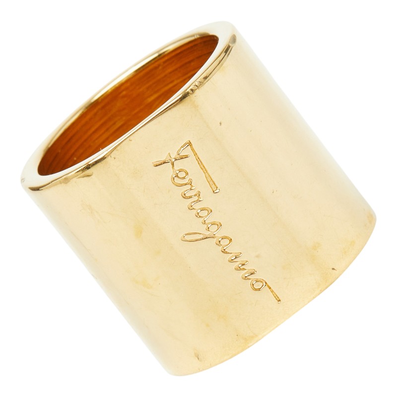 サルヴァトーレフェラガモ ロゴタイプ えり巻き輪っか ゴールド メッキ レディース Salvatore Ferragamo 【中古】