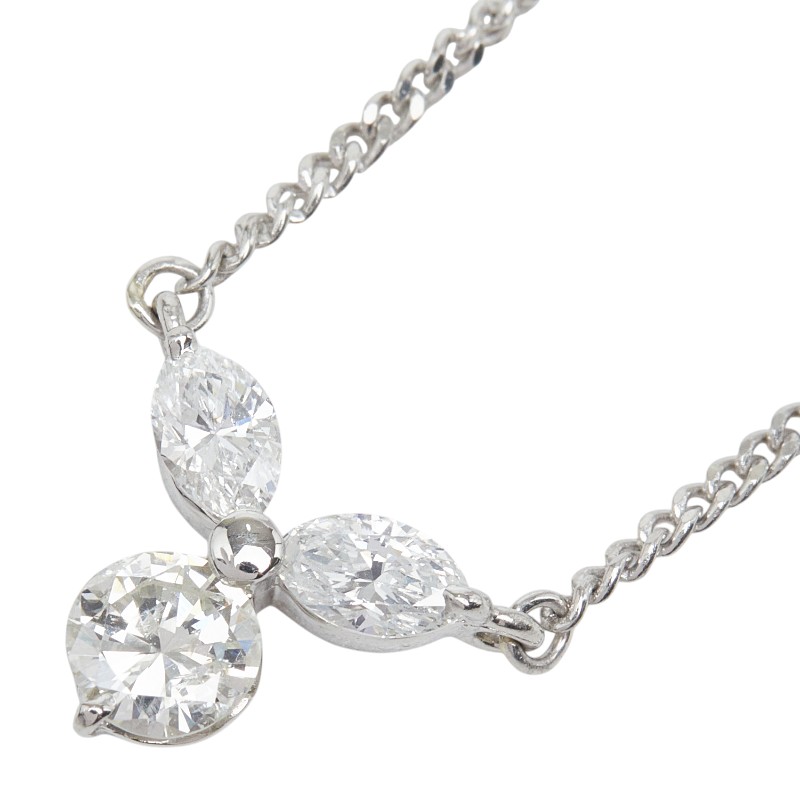 Pt850 プラチナ ダイヤ0.38ct ダイヤ0.41ct TOEI CROWN フラワーモチーフ ペンダント ネックレス レディース 【中古】|【銀座パリス】 店