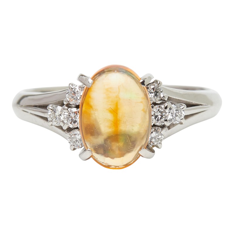 Pt900 プラチナ ファイアオパール0.96ct ダイヤ0.16ct リング 指輪 レディース 11号 【中古】|【銀座パリス】 店