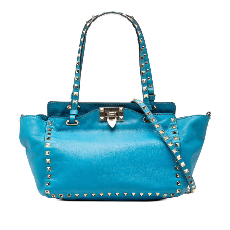 ヴァレンティノ ロックスタッズ ハンドバック ショルダーバッグ 2WAY 点火装置青碧 なめし革 レディース VALENTINO 【中古】