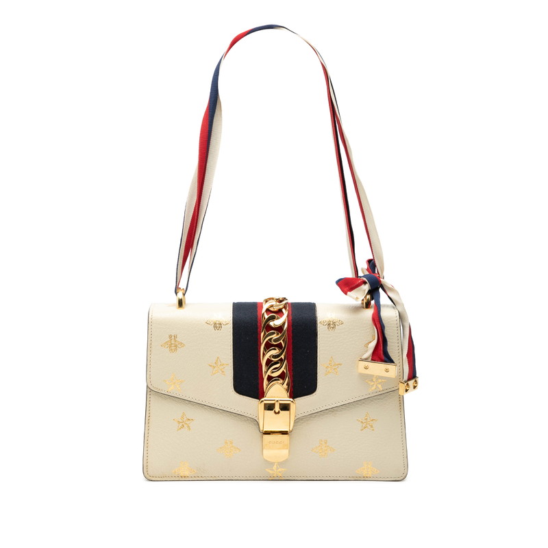 グッチ シェリーライン シルヴィ ビー＆スター スモール ショルダーバッグ 524405 アイボリー マルチカラー レザー レディース GUCCI 【中古】｜【銀座パリス】　店