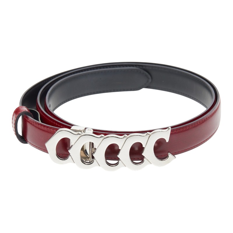 カルティエ 5C 胴締め ボルドーワイン なめし革 メンズ CARTIER 【中古】
