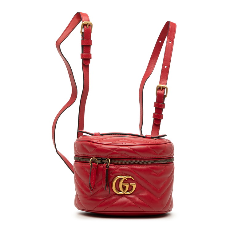 グッチ GGマーモント キルティング リュック バックパック バニティ 2WAY 598594 レッド レザー レディース GUCCI 【中古】|【銀座パリス】 店
