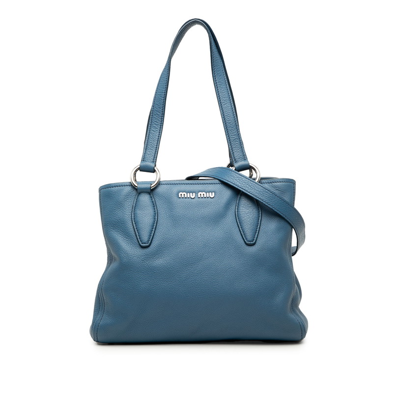 ミュウミュウ ハンドバッグ ショルダーバッグ 2WAY コバルトブルー レザー レディース MIUMIU 【中古】｜【銀座パリス】　店