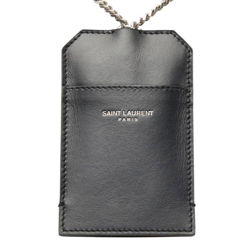 サンローラン チェーン店 歌留多容れもの ID歌留多 黒いこと なめし革 レディース SAINT LAURENT 【中古】
