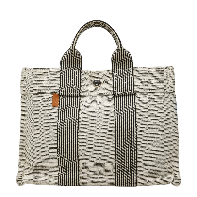 エルメス ニューフールトゥ トートPM ハンドバック 白いこと 黒いこと 帆布 レディース HERMES 【中古】