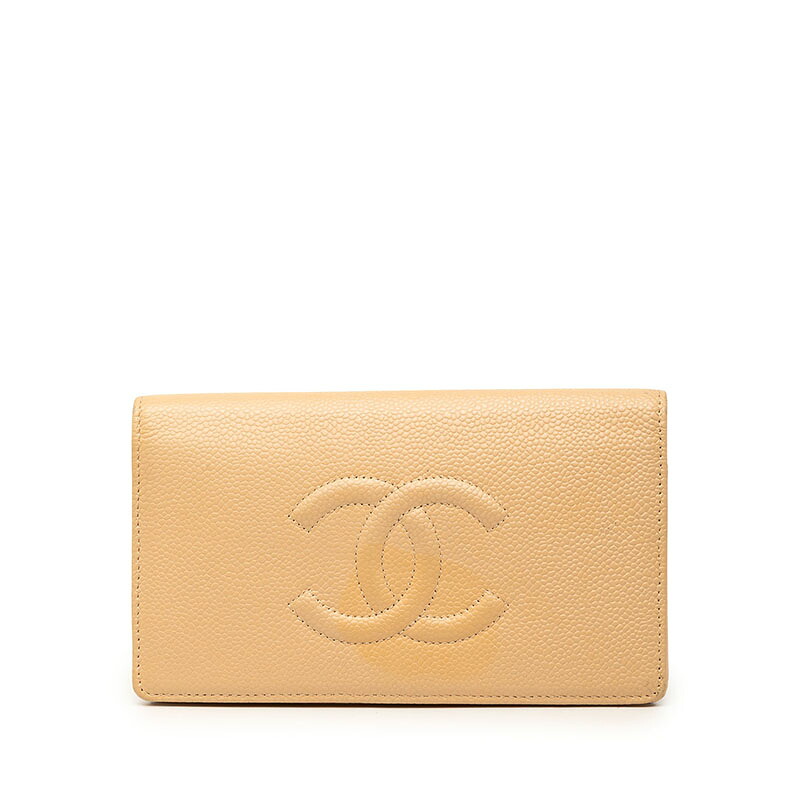 シャネル ココマーク 長財布 ベージュ キャビアスキン レディース CHANEL 【中古】｜【銀座パリス】　店