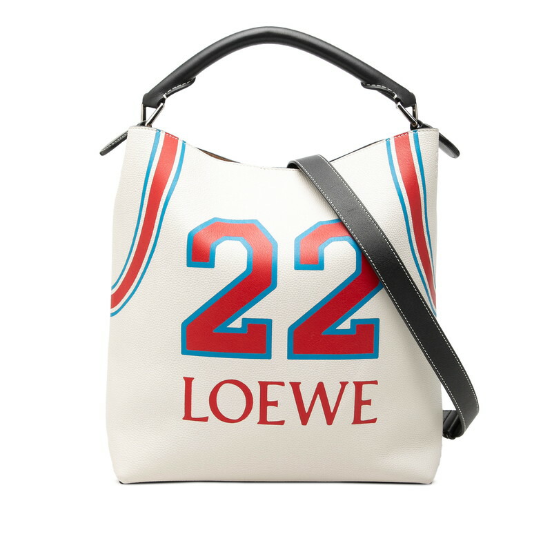 ロエベ アナ瓦 T井戸釣瓶 ハンドバック ショルダーバッグ 2WAY 白いこと マルチ色合い なめし革 レディース LOEWE 【中古】