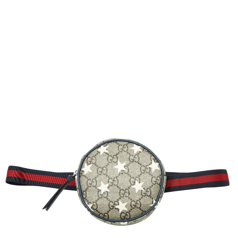 グッチ GGスプリーム スター 星 ウエストバッグ ウエストポーチ 502330 ベージュ ネイビー PVC レザー レディース GUCCI 【中古】｜【銀座パリス】　店