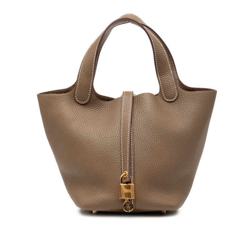 エルメス ピコタン鍵を掛けるPM ハンドバック 赤銅色 ゴールド金具 トリヨンクレマンス レディース HERMES 【中古】