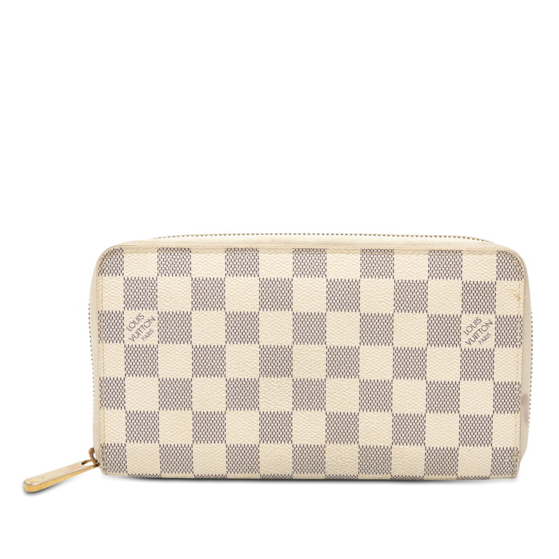 ルイ ヴィトン ダミエ アズール ジッピー まとめ役 長紙入れ N60012 白いこと PVC なめし革 レディース LOUIS VUITTON 【中古】