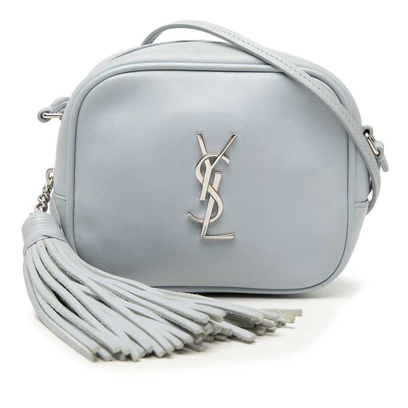 サンローラン YSLロゴタイプ ブロガー タッセル ミニ ショルダーバッグ FLY425317 青み なめし革 レディース SAINT LAURENT 【中古】