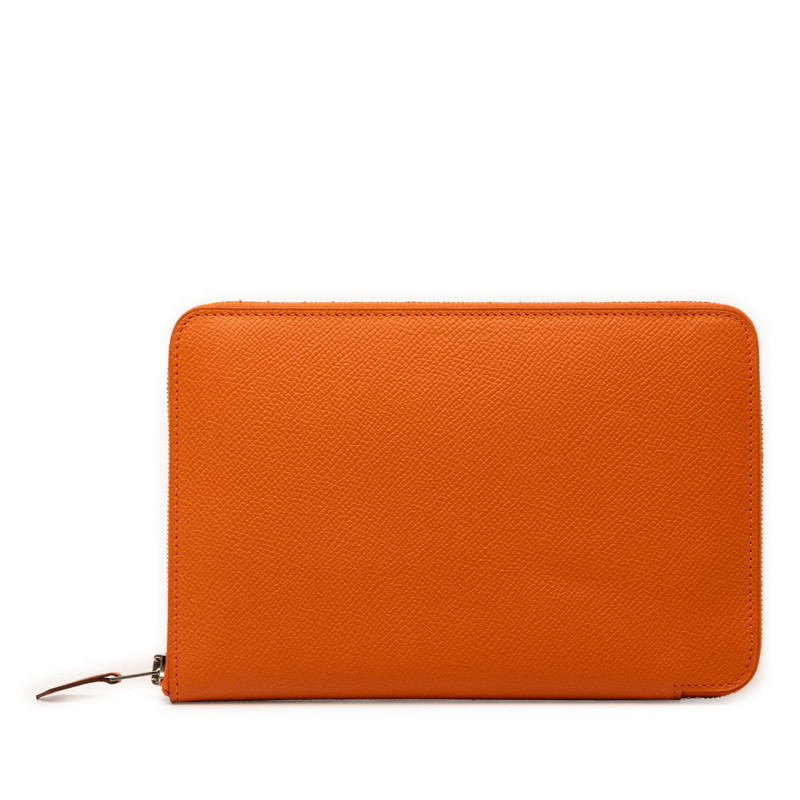 エルメス アザップインテグラル ラウンドチャック 長金入れ オレンジ色 ヴォーエプソン レディース HERMES 【中古】