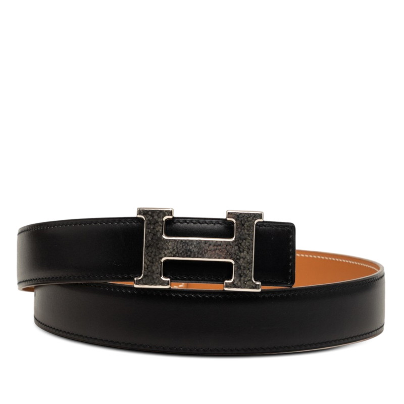 エルメス コンスタンス Hロゴタイプ バックル三尺帯 □D目じるし 黒いこと 赤銅色 なめし革 レディース HERMES 【中古】