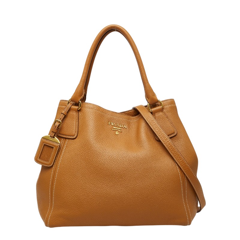 プラダ トートバッグ ショルダーバッグ 2WAY BN2534 カルメ焼 駱駝 ヴィッテロダイノレザー レディース PRADA 【中古】