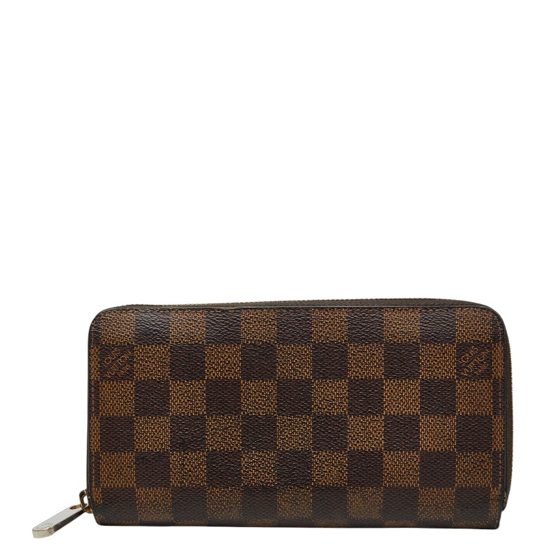 ルイ ヴィトン ダミエ ジッピーウォレット ラウンドジッパー 長紙入れ N60015 赤銅色 PVC レディース LOUIS VUITTON 【中古】