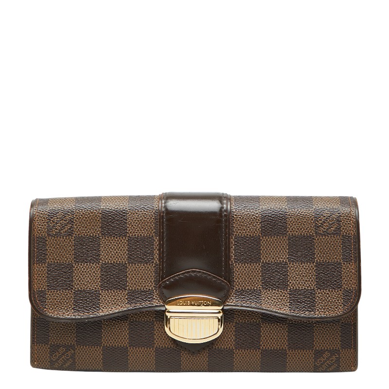 ルイ ヴィトン ダミエ システィナ 長銭入れ N61747 赤銅色 PVC なめし革 レディース LOUIS VUITTON 【中古】