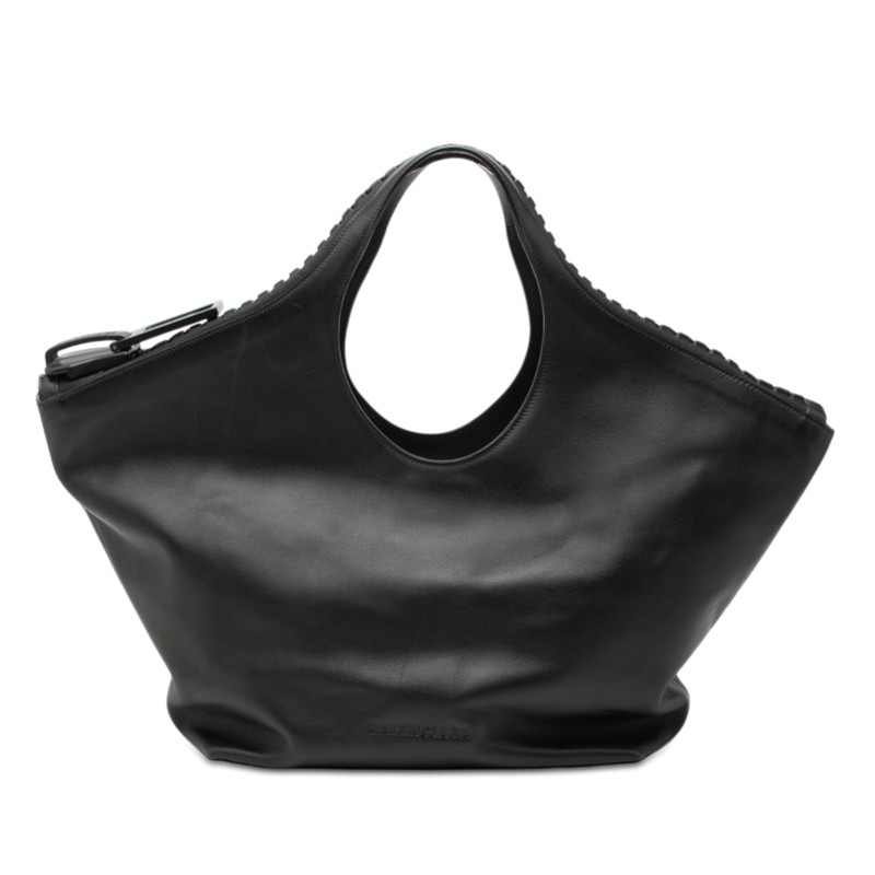 バレンシアガ メガジップ ハンドバック 656078 黒いこと なめし革 レディース BALENCIAGA 【中古】