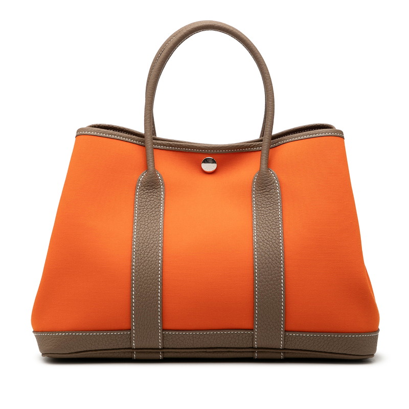 エルメス 苑地寄りあいTPM トートバッグ オレンジ色 エトゥープ トワルオフィシエ ネゴンダ レディース HERMES 【中古】
