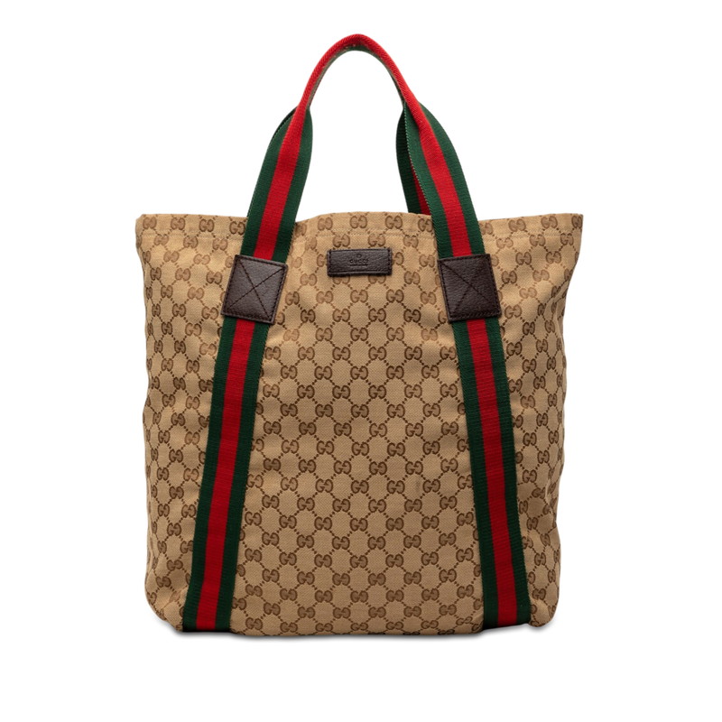 グッチ GG帆布 シェリー酒伝達ルート トートバッグ 189669 ベージュ 帆布 なめし革 レディース GUCCI 【中古】