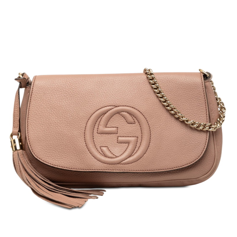 グッチ ソーホー 曲がった掛け チェーン店 ショルダーバッグ 336752 サクラ色 なめし革 レディース GUCCI 【中古】
