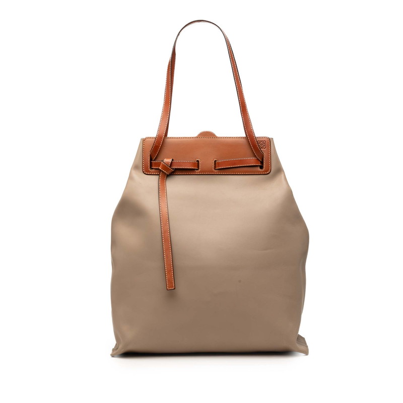 ロエベ アナ瓦 ラゾ トートバッグ ハンドバック ベージュ 赤銅色 なめし革 レディース LOEWE 【中古】