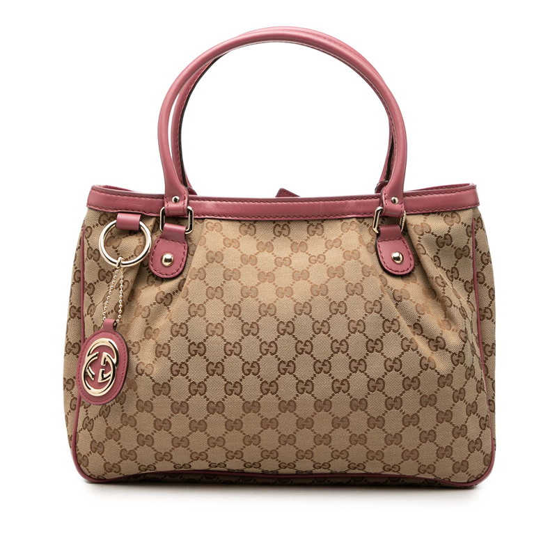 グッチ GG帆布 スーキー トートバッグ ハンドバック 296835 ベージュ サクラ色 帆布 なめし革 レディース GUCCI 【中古】
