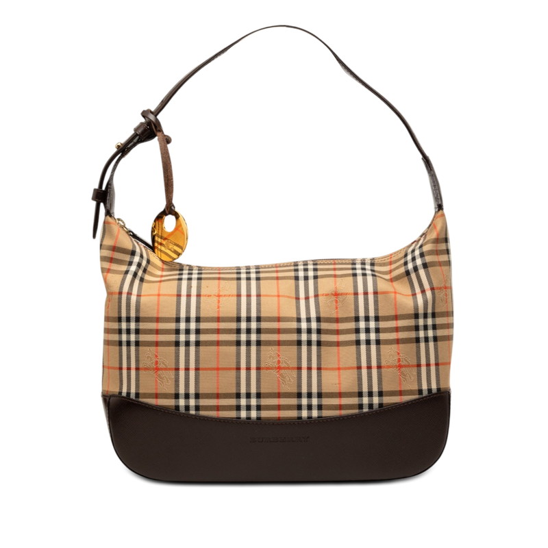 バーバリー ノバチェック 影ぼうし導管 ハンドバック 一肩肉 ベージュ 帆布 なめし革 レディース BURBERRY 【中古】
