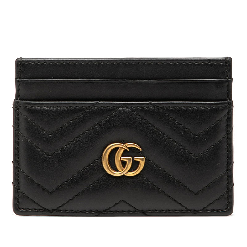 グッチ GGマ－モント 歌留多入れもの 黒いこと なめし革 レディース GUCCI 【中古】