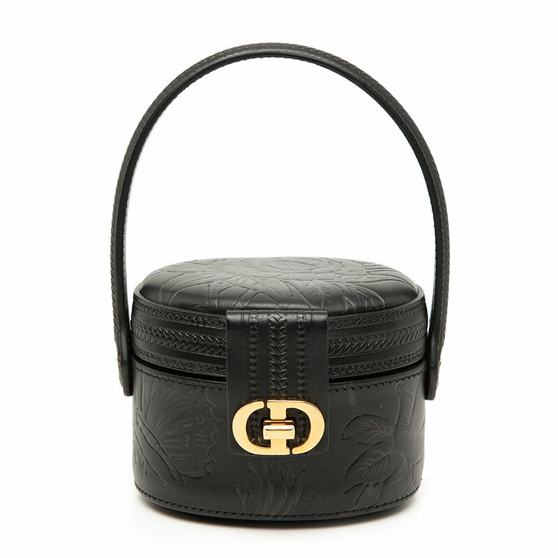 クリスチャンディオール CDロゴタイプ バニティバッグ ミニハンドバック 黒いこと なめし革 レディース Dior 【中古】
