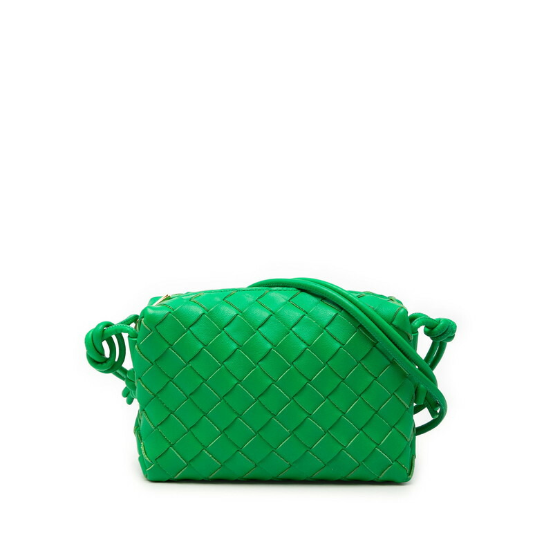 ボッテガヴェネタ イントレチャート ショルダーバッグ 緑であること なめし革 レディース BOTTEGAVENETA 【中古】