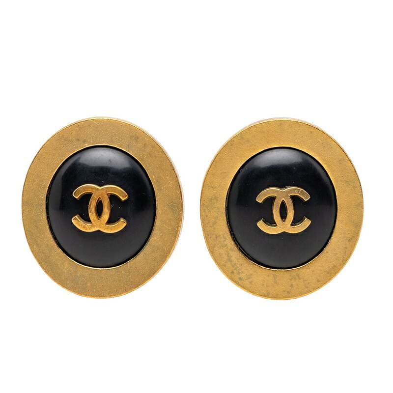 シャネル ココマーク ヴィンテージ ラウンド イヤリング 94A刻印 ゴールド ブラック メッキ レディース CHANEL 【中古】|【銀座パリス】 店