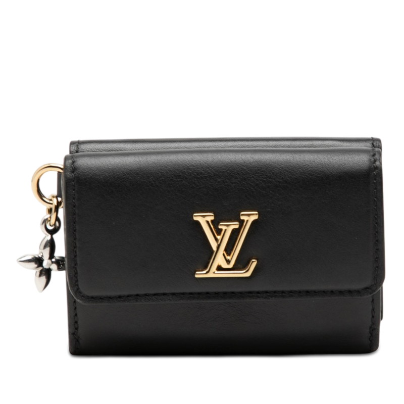 ルイ ヴィトン LV ブルーム ミニ トリフォールド ウォレット 三つ折り紙入れ M15081 黒いこと なめし革 レディース LOUIS VUITTON 【中古】