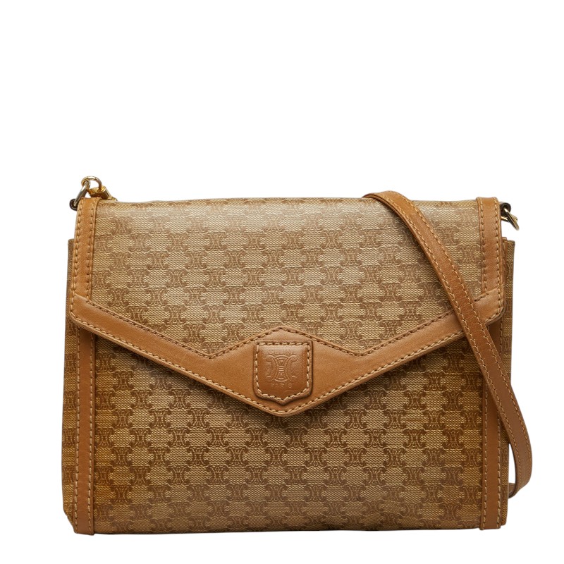 セリーヌ マカダム ショルダーバッグ 斜め掛け ベージュ系 PVC レザー レディース CELINE 【中古】｜【銀座パリス】　店 17,850円
