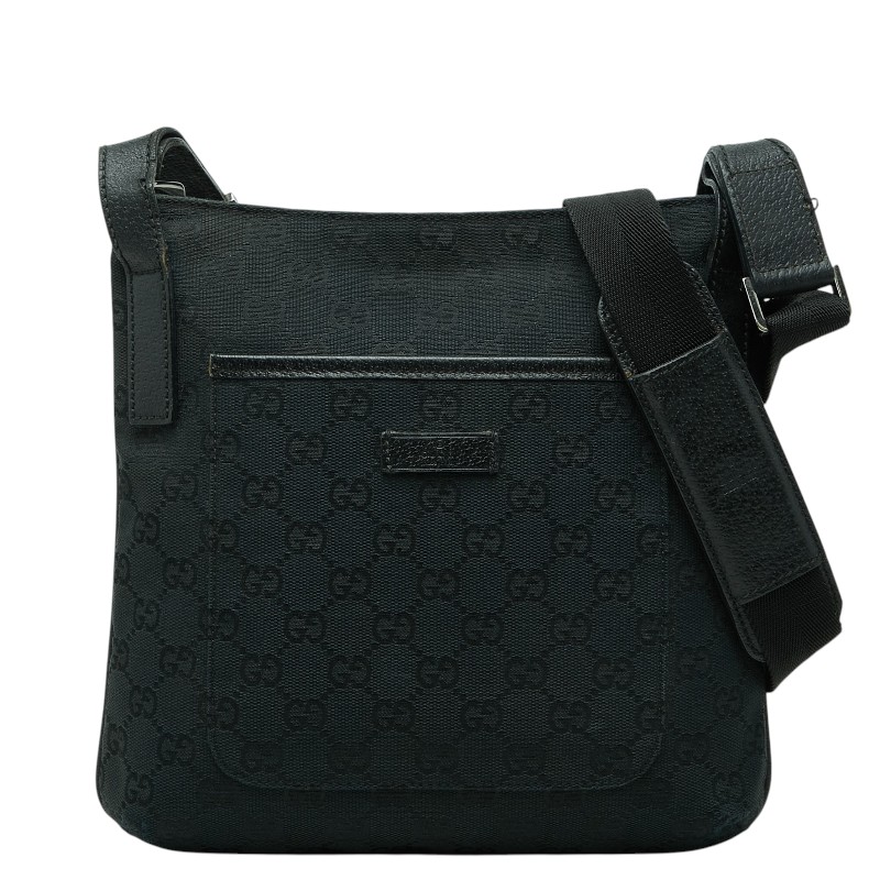 グッチ GG帆布 曲がった掛け ショルダーバッグ 122793 米国海軍 帆布 なめし革 レディース GUCCI 【中古】