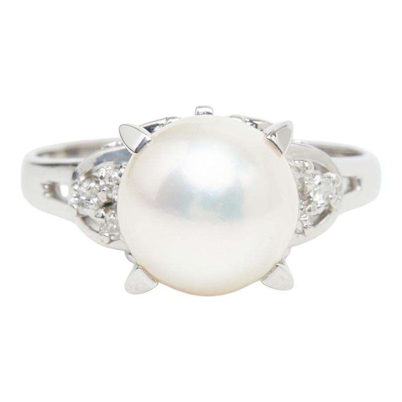 Pt900 プラチナ アコヤパール8.5mm ダイヤ0.06ct リング 指輪 レディース 9.5号 【中古】｜【銀座パリス】　店