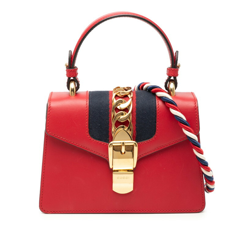 グッチ シルヴィ ミニハンドバック ショルダーバッグ 2WAY 470270 赤いこと なめし革 レディース GUCCI 【中古】
