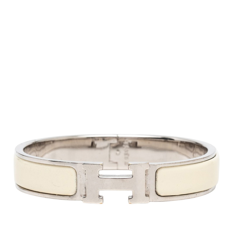 エルメス クリックH PM Hバングル ブレスレット アイボリー シルバー メタル エナメル レディース HERMES 【中古】｜【銀座パリス】　店