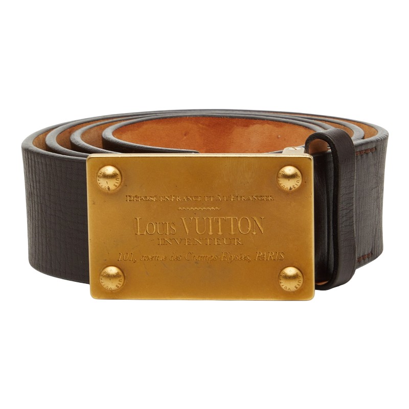 ルイ ヴィトン ユタ サンチュール アヴァントゥール ベルト サイズ100/40 M6811U ダークブラウン レザー メンズ LOUIS VUITTON 【中古】｜【銀座パリス】　店 29,452円