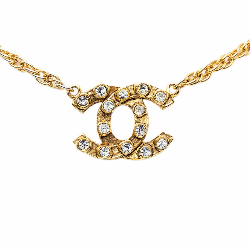 シャネル ココマーク チェーン ネックレス ゴールド メッキ ラインストーン レディース CHANEL 【中古】|【銀座パリス】 店