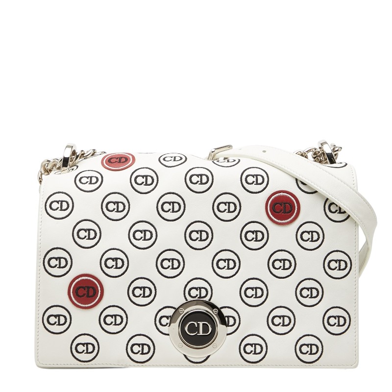 ディオール ディオールラマ CDロゴ 斜め掛け チェーン ショルダーバッグ ホワイト レザー レディース Dior 【中古】｜【銀座パリス】　店
