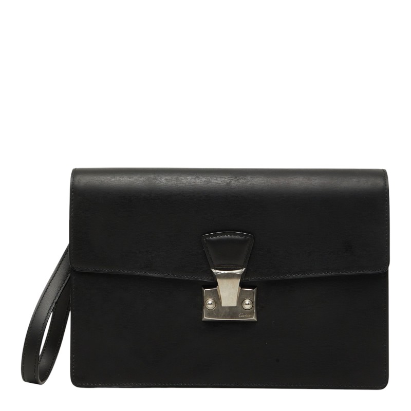 カルティエ パシャライン クラッチバッグ セカンドバッグ ブラック レザー レディース CARTIER 【中古】｜【銀座パリス】　店
