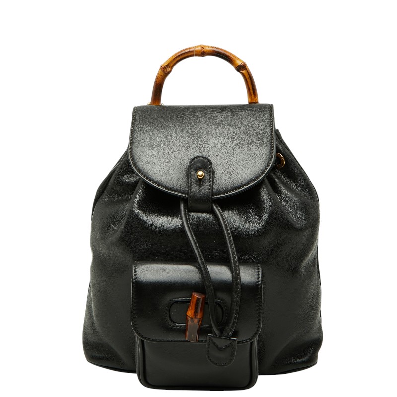 グッチ バンブー リュック バックパック 003 2034 0030 ブラック レザー レディース GUCCI 【中古】|【銀座パリス】 店