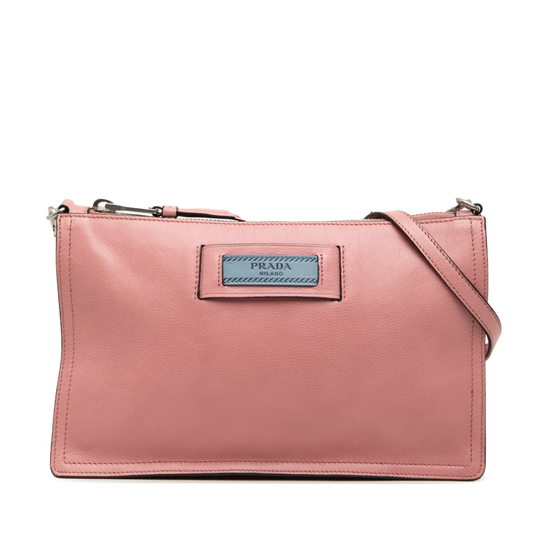 プラダ エチケット ショルダーバッグ 1NE006 ピンク レザー レディース PRADA 【中古】|【銀座パリス】 店